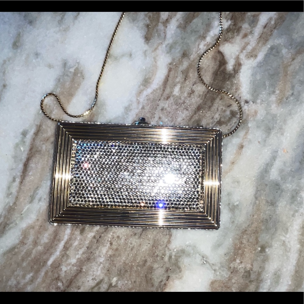 Judith Leiber gold envelope clutch